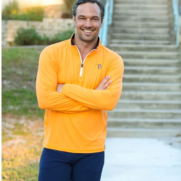 White Water Pullover Mens XXL Orange 1/4 Mock Neck Fishing Performance - Picture 2 of 11